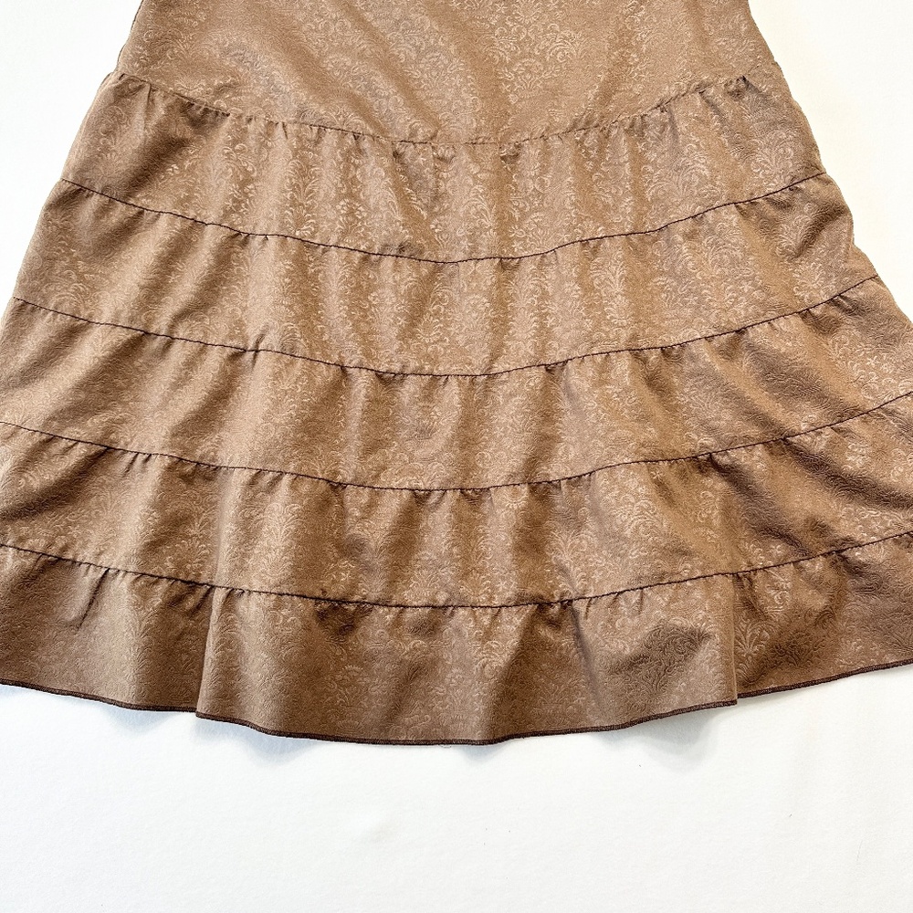 Vintage Tunique Tiered Knee Length Western Skirt Women’s Size XL Tan - Picture 3 of 8